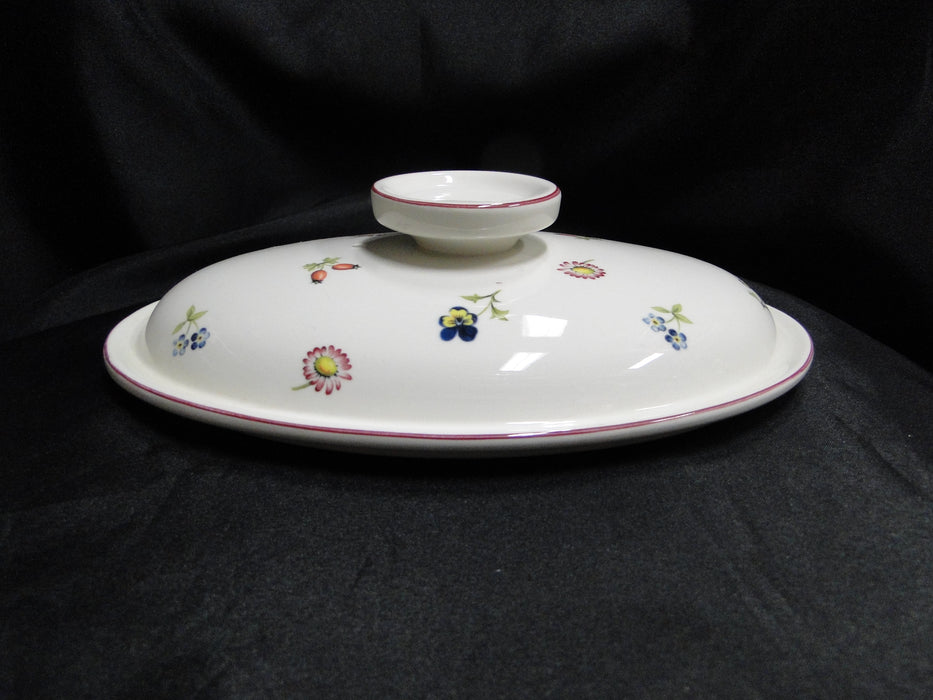Villeroy & Boch Petite Fleur, Small Flowers, Red Trim: Oval Casserole & Lid