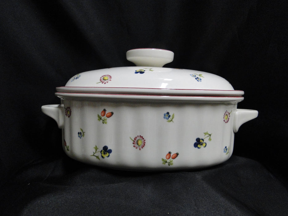 Villeroy & Boch Petite Fleur, Small Flowers, Red Trim: Oval Casserole & Lid