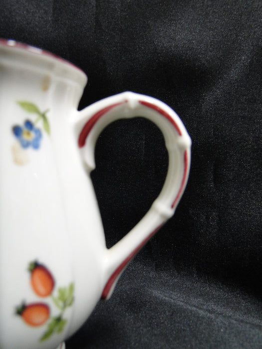 Villeroy & Boch Petite Fleur, Small Flowers, Red Trim: Creamer, 3 5/8" Tall