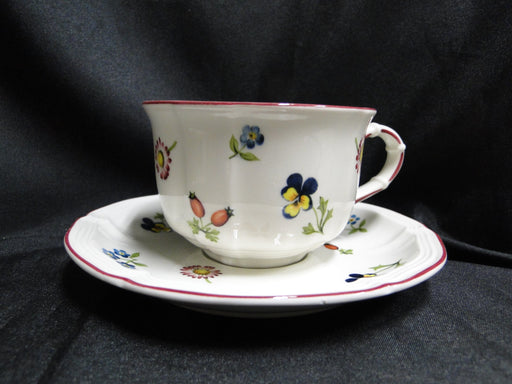 Villeroy & Boch Petite Fleur, Small Flowers, Red Trim: Cup & Saucer Set, 2 3/8"