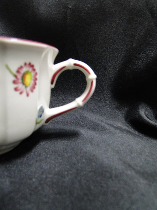 Villeroy & Boch Petite Fleur, Small Flowers, Red Trim: Cup & Saucer Set, 2 3/8"