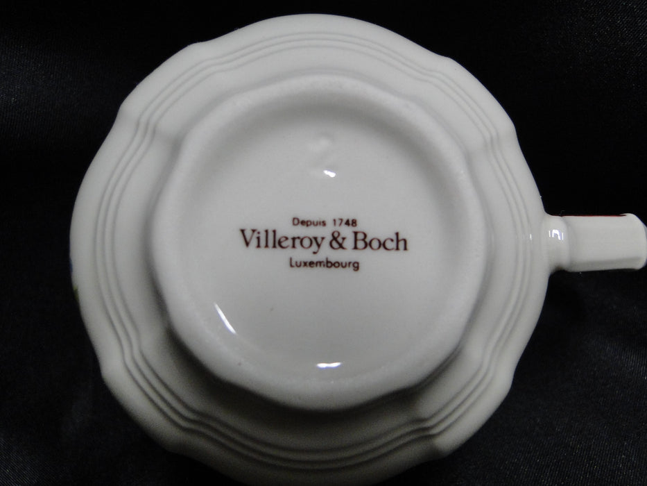 Villeroy & Boch Petite Fleur, Small Flowers, Red Trim: Cup & Saucer Set, 2 3/8"