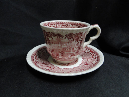 Mason's Vista Pink, Transferware: Flat Cup & Saucer Set (s), 2 7/8" Tall