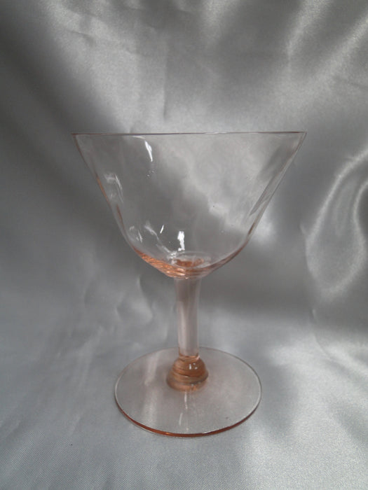 Pink Glass w/ Twisted Optic Bowl: Champagne / Sherbet, 4 3/8" Tall -- CR#086