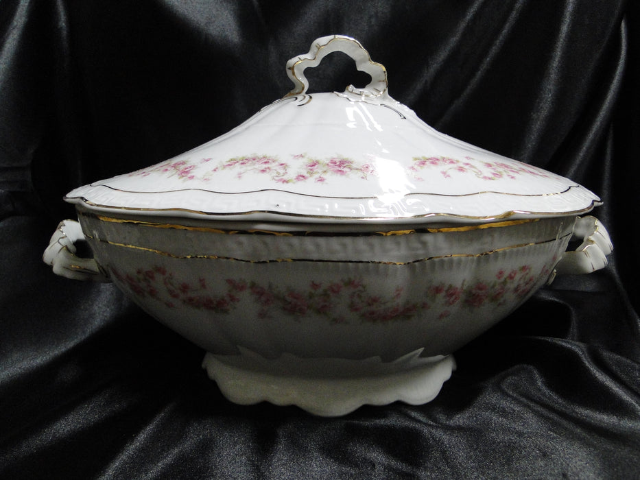 Zeh, Scherzer & Co 508, Pink Rose Garland: Oval Tureen & Lid, 13 1/2"