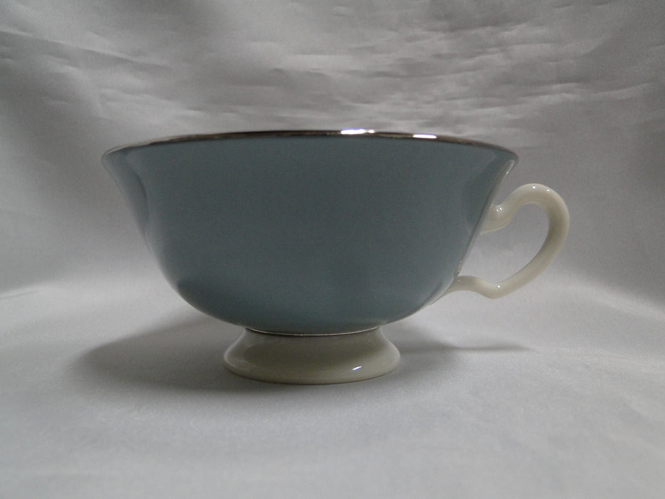 Lenox Kingsley, Teal Rim, Flowers, Platinum: Cup & Saucer Set (s), 2 1/8" Tall