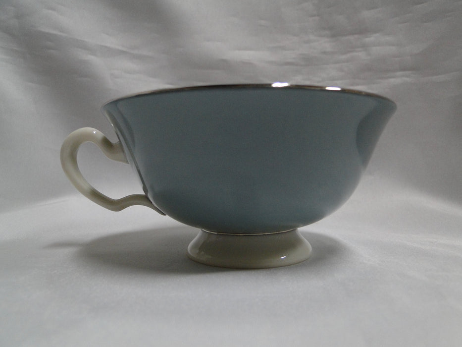Lenox Kingsley, Teal Rim, Flowers, Platinum: Cup & Saucer Set (s), 2 1/8" Tall