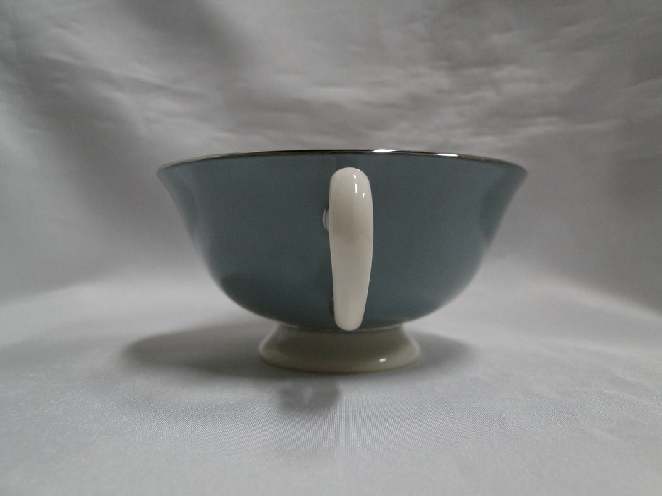 Lenox Kingsley, Teal Rim, Flowers, Platinum: Cup & Saucer Set (s), 2 1/8" Tall