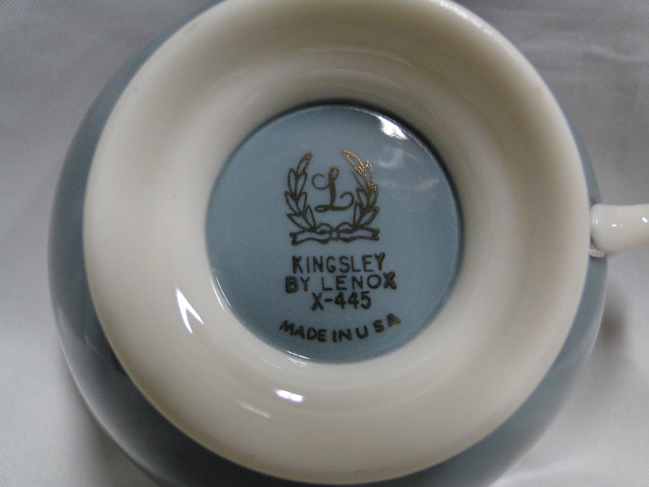 Lenox Kingsley, Teal Rim, Flowers, Platinum: Cup & Saucer Set (s), 2 1/8" Tall