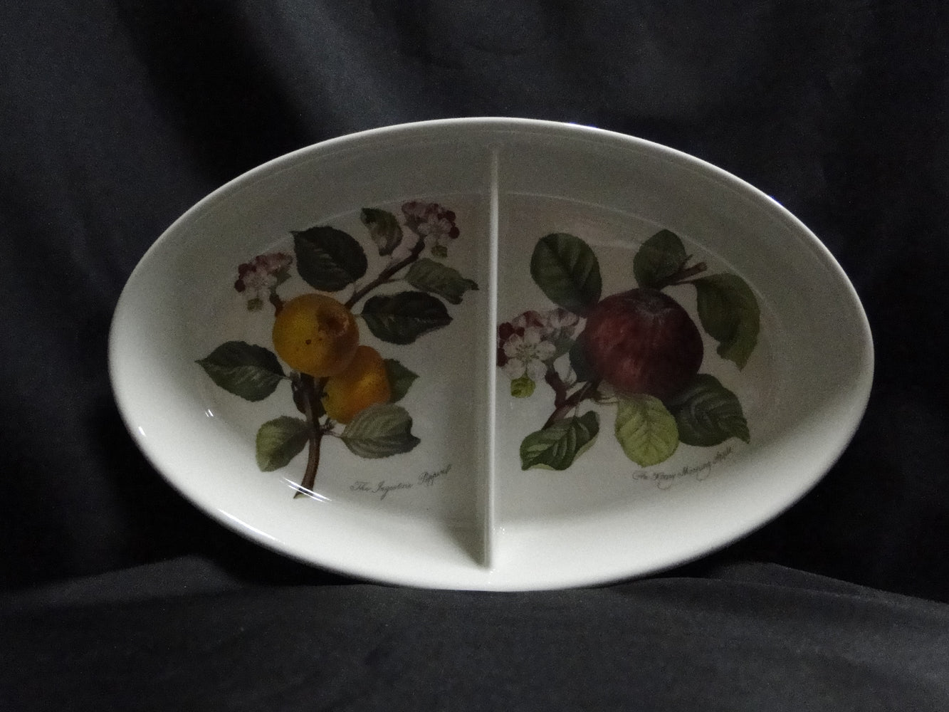 Portmeirion Pomona: Divided Serving Bowl, Pippin, Morning Apple, 11 1/2", Laurel
