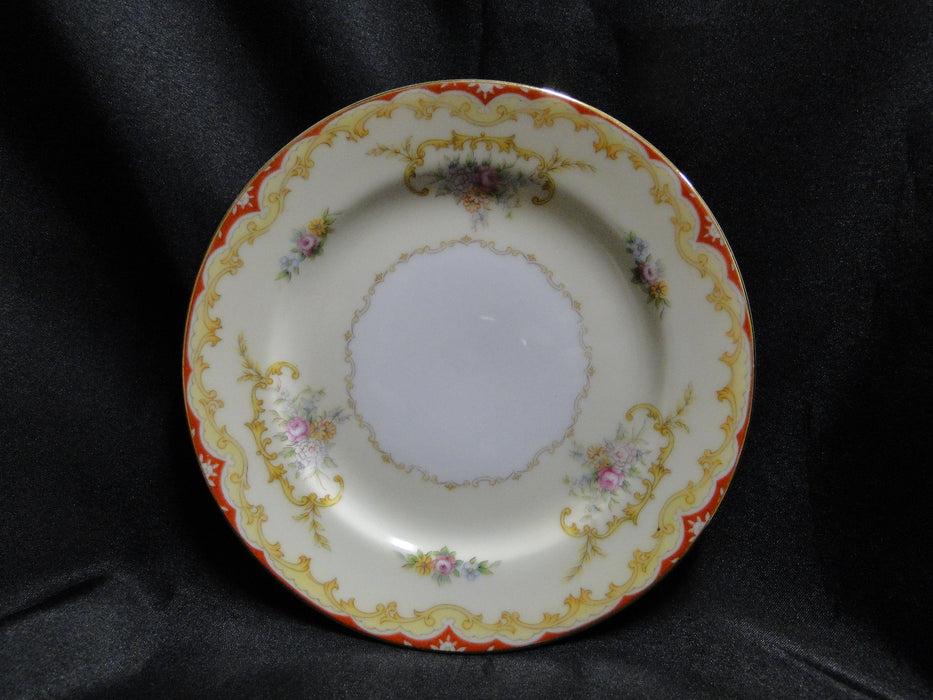 Noritake Oradell, 588, Flowers, Red & Yellow Edge: Bread Plate, 6 5/8", Nick