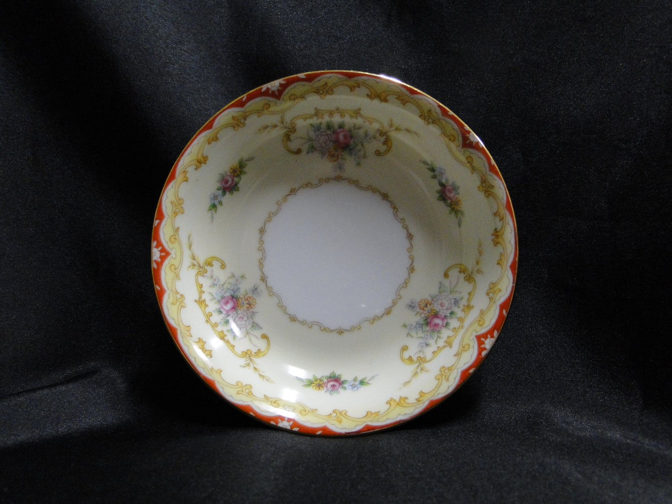 Noritake Oradell, 588, Flowers, Red & Yellow Edge: Fruit Bowl (s), 5 1/8"