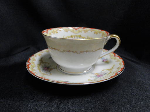 Noritake Oradell, 588, Flowers, Red & Yellow Edge: Cup & Saucer Set (s), 2 1/8"