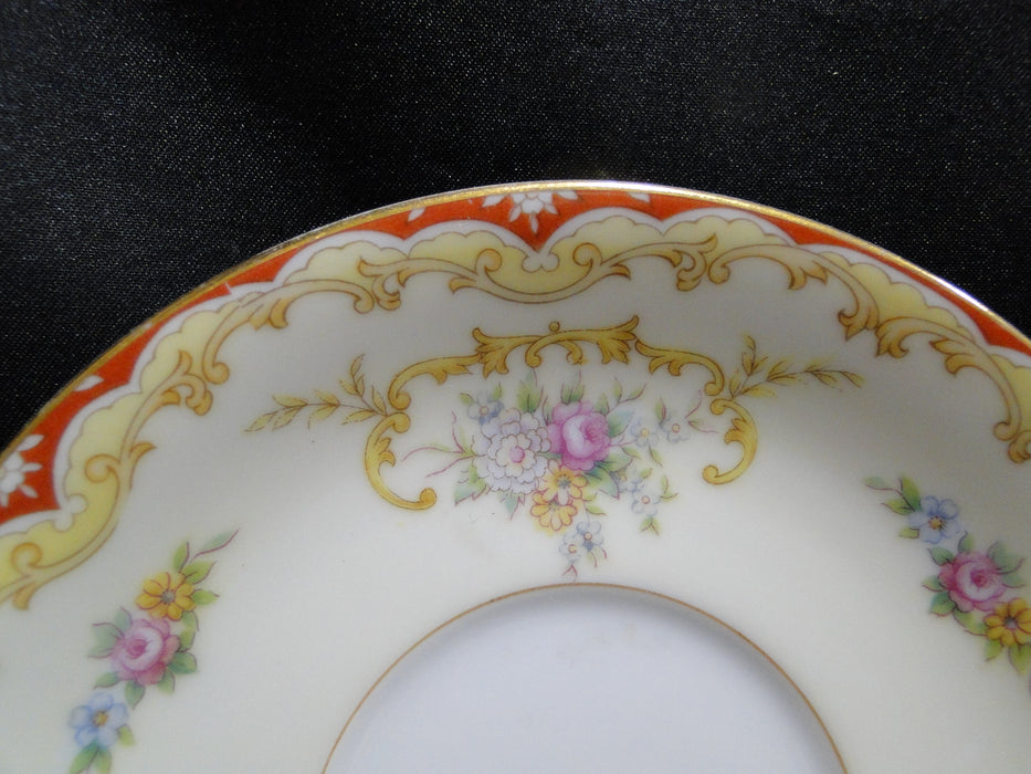 Noritake Oradell, 588, Flowers, Red & Yellow Edge: Cup & Saucer Set (s), 2 1/8"