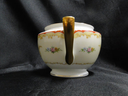 Noritake Oradell, 588, Flowers, Red & Yellow Edge: Sugar Bowl, No Lid, 3 1/4"