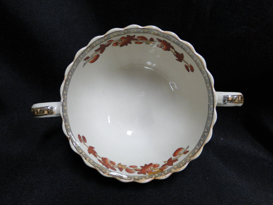 Copeland Spode India Tree Orange Rust: Bouillon & Saucer Set, 2 1/8", No Trim