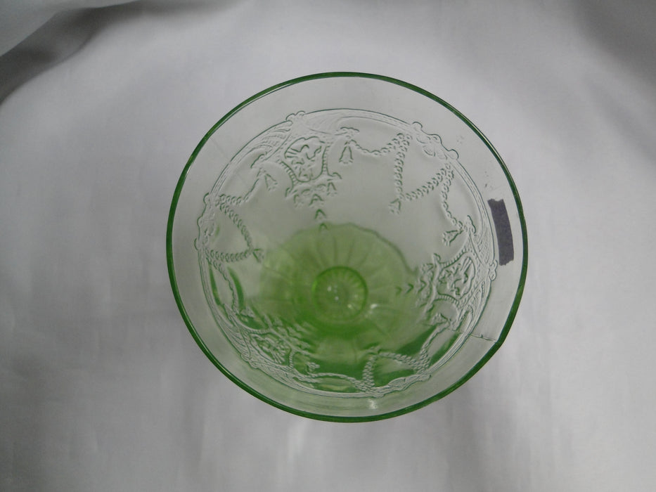 Anchor Hocking Cameo Green, Ballerina, Vaseline: Footed Tumbler, 4 3/4", As Is
