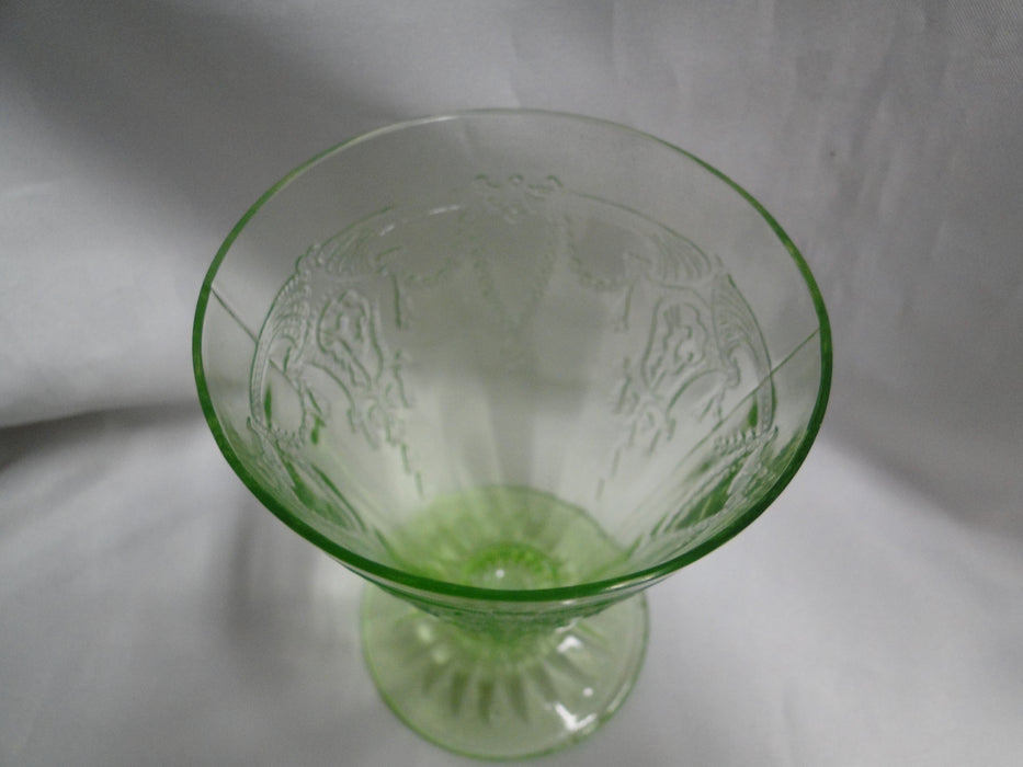 Anchor Hocking Cameo Green, Ballerina, Vaseline: Footed Tumbler, 4 3/4", As Is