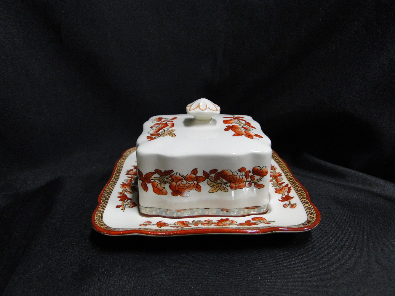 Copeland Spode India Tree Orange Rust: Square Butter Dish & Lid