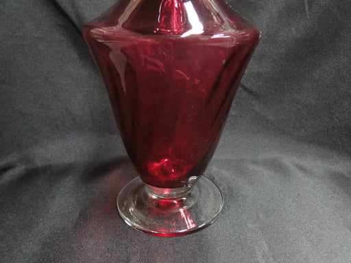 Cranberry Footed Decanter & Stopper, 13 3/4" Tall, As Is, MG#235