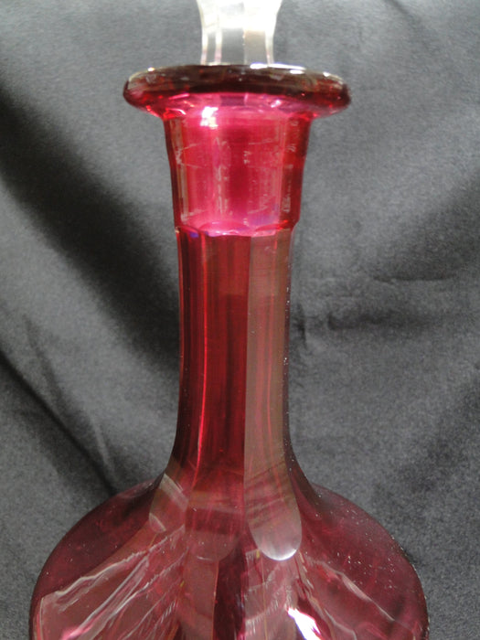 Cranberry Footed Decanter & Stopper, 13 3/4" Tall, As Is, MG#235