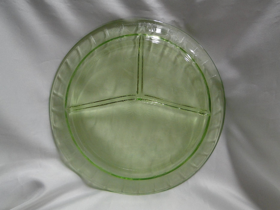 Anchor Hocking Cameo Green, Ballerina, Vaseline: Grill Plate, 10 1/2"