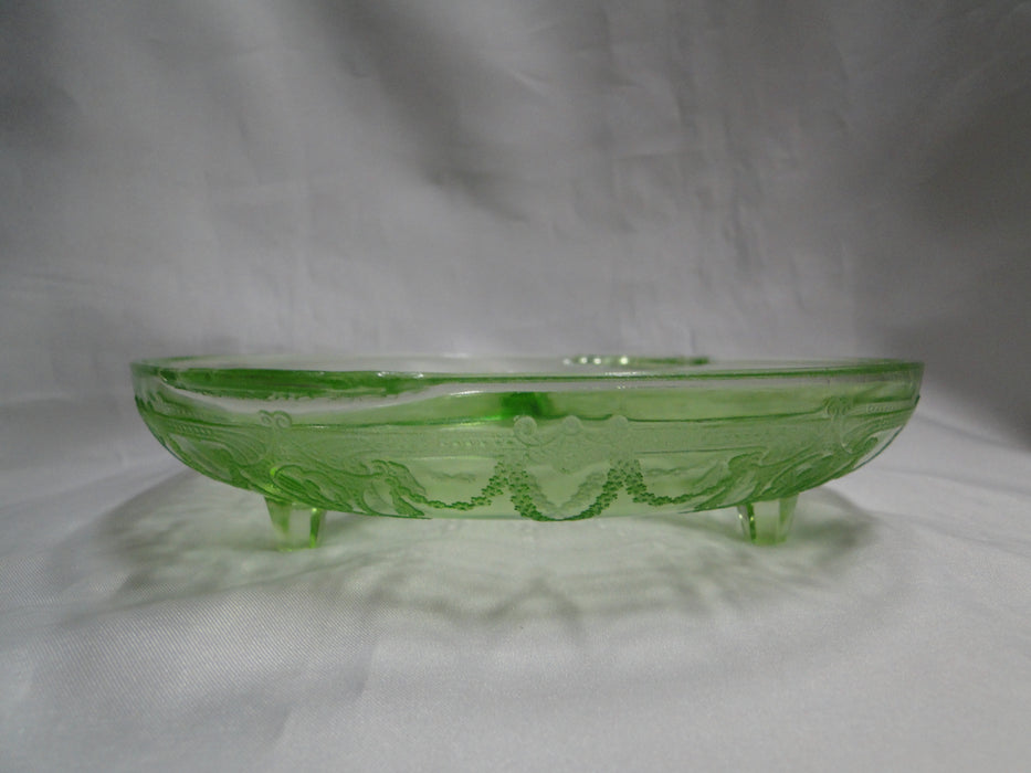 Anchor Hocking Cameo Green, Ballerina, Vaseline: 3-Part Relish Dish, 8 1/2"