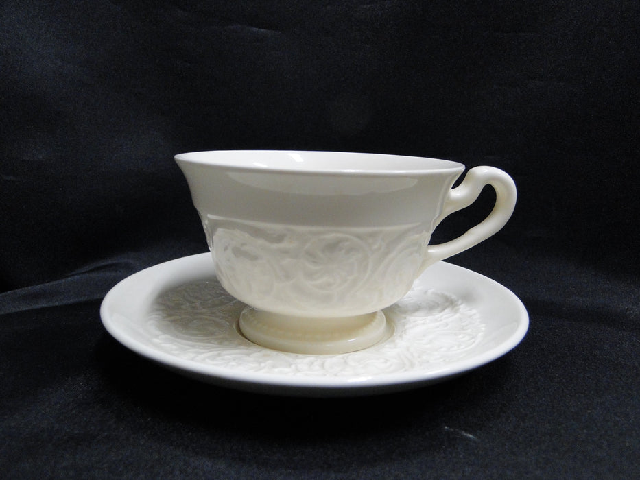 Wedgwood Patrician, Embossed Flowers & Scrolls: Cup & Saucer Set, 2 1/2", As Is