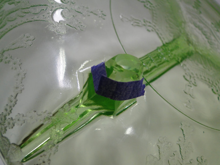 Anchor Hocking Cameo Green, Ballerina, Vaseline: 3-Part Relish Dish, 8 1/2"