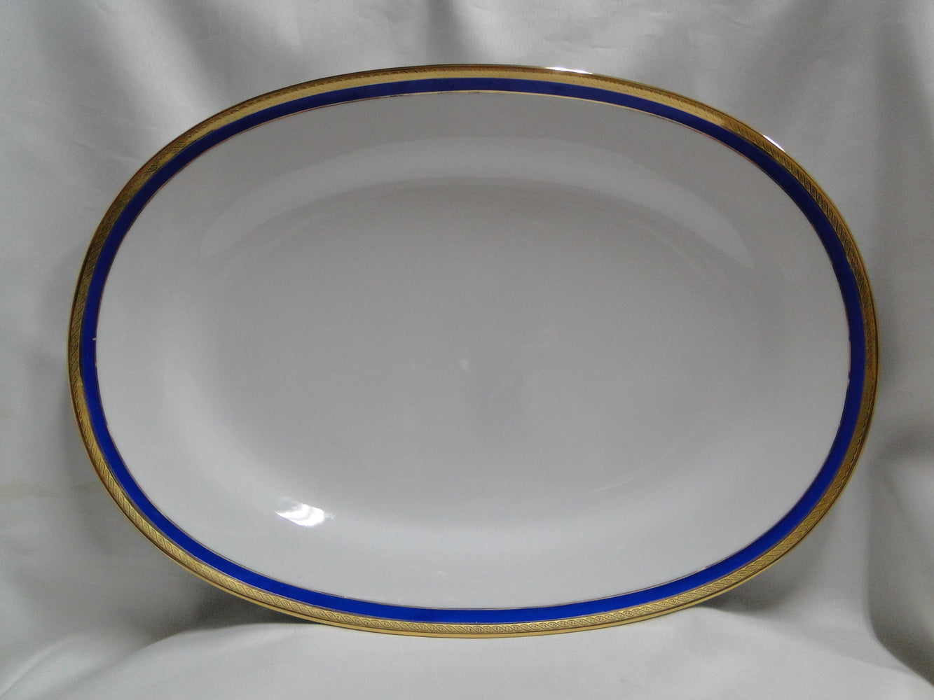 Richard Ginori Palermo Blue, Gold Encrusted: Oval Serving Platter, 15 3/4"