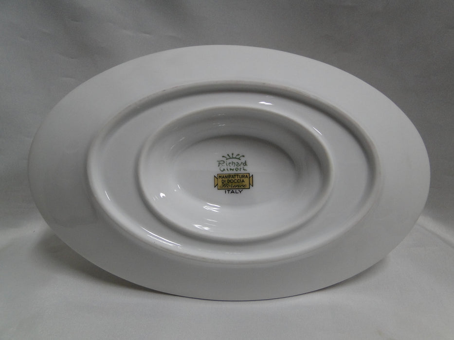 Richard Ginori Palermo Blue, Gold Encrusted: Gravy Boat w/ Attached Underplate