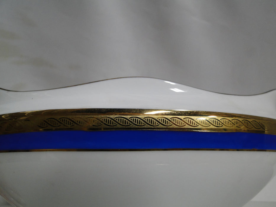 Richard Ginori Palermo Blue, Gold Encrusted: Gravy Boat w/ Attached Underplate