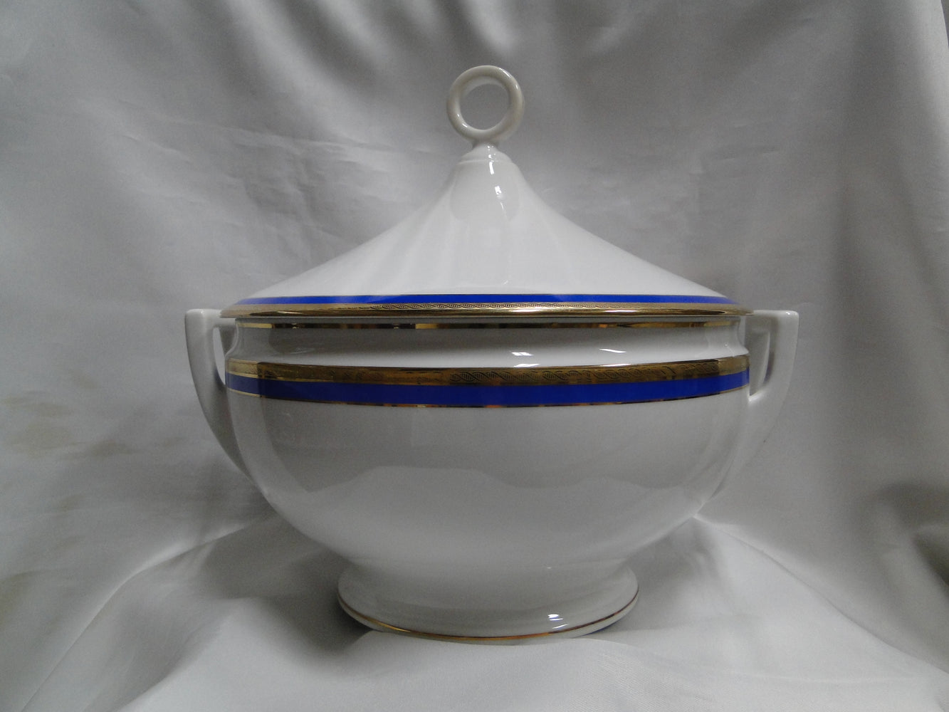 Richard Ginori Palermo Blue, Gold Encrusted: Tureen w/ Handles & Lid