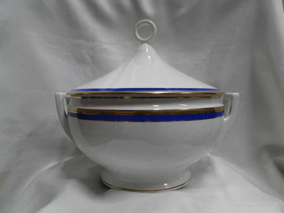 Richard Ginori Palermo Blue, Gold Encrusted: Tureen w/ Handles & Lid