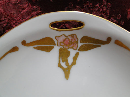 Japan White w/ Pink Flowers, Gold Design & Trim: Triangular Dish, 7.25"