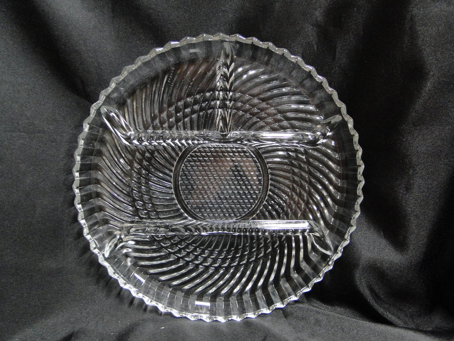 Libbey Glass 5331, Textured Swirls: 4-Part Round Relish Dish, 10"