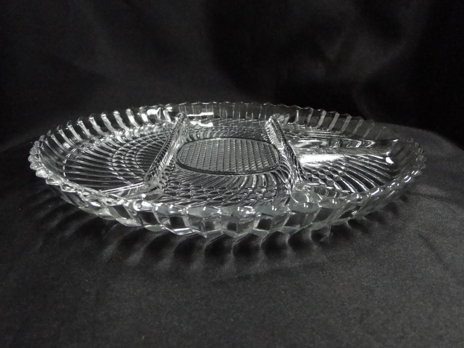 Libbey Glass 5331, Textured Swirls: 4-Part Round Relish Dish, 10"