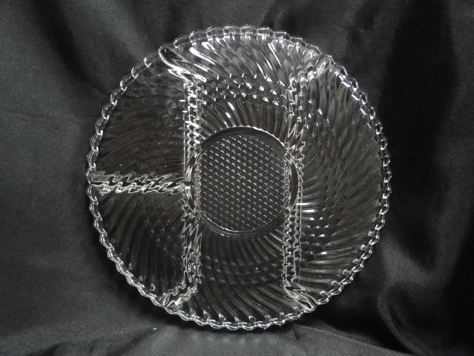 Libbey Glass 5331, Textured Swirls: 4-Part Round Relish Dish, 10"