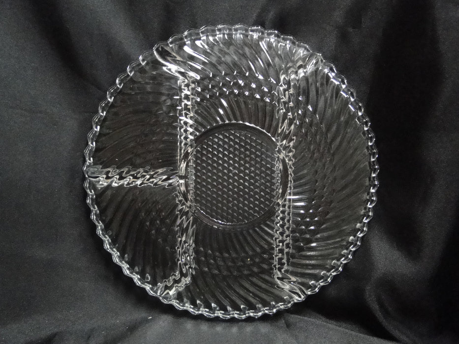 Libbey Glass 5331, Textured Swirls: 4 Part Round Relish Dish, 10"