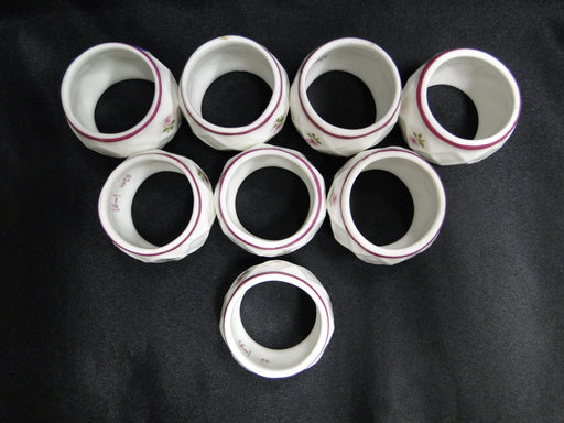 Pia, Philippines, Pink Flowers, Red Trim: Set of 8 Napkin Holders / Rings