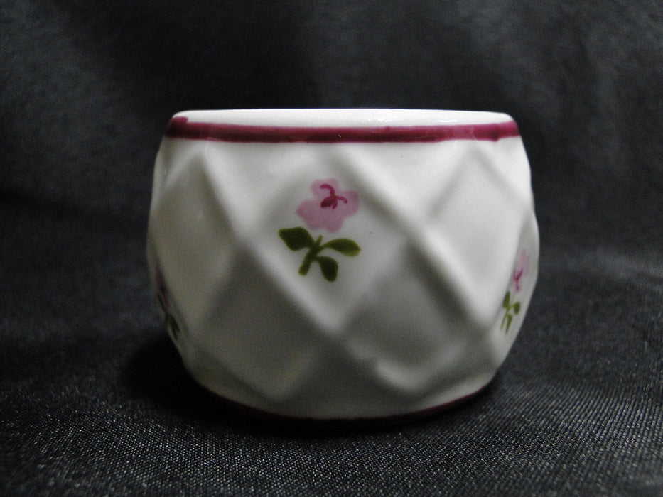 Pia, Philippines, Pink Flowers, Red Trim: Set of 8 Napkin Holders / Rings