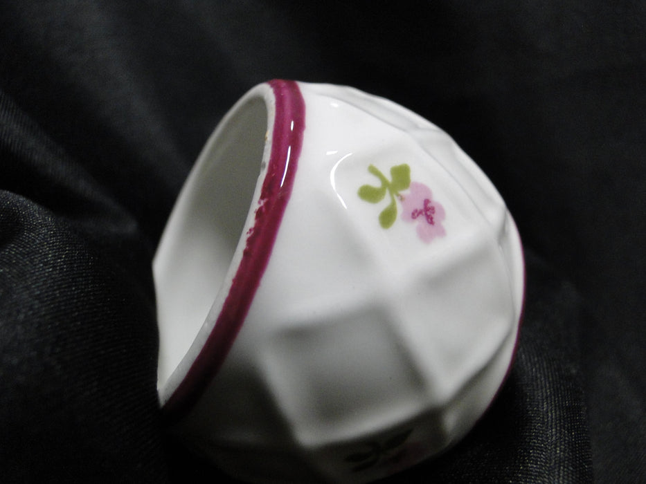 Pia, Philippines, Pink Flowers, Red Trim: Set of 8 Napkin Holders / Rings
