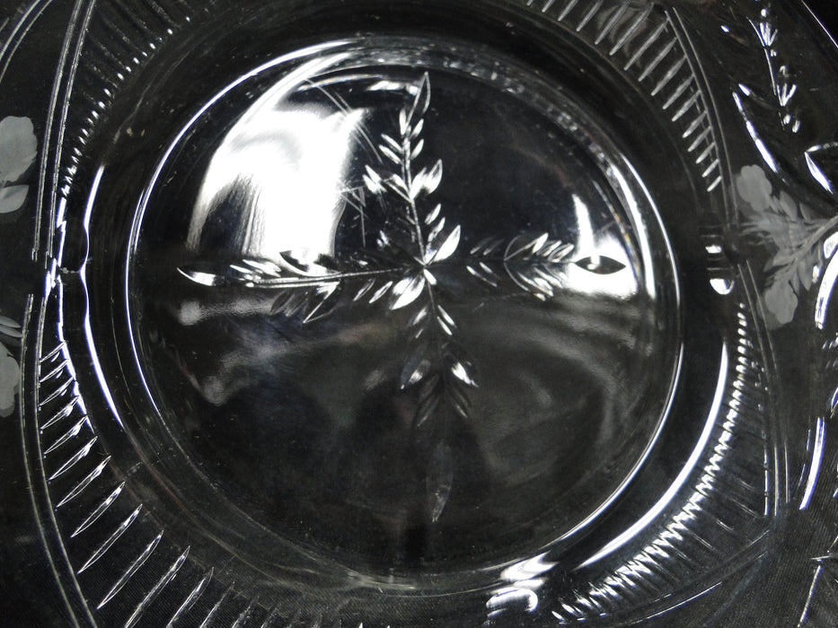 Clear Glass w/ Cut Leaves & Bows, Gray Cut Flowers: Salad Plate (s), 8", CR#119