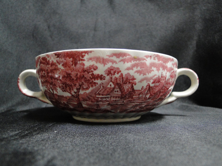 Wood & Sons English Scenery Pink, Scene, Swirled Rim: Cream Soup Bowl, Flaw