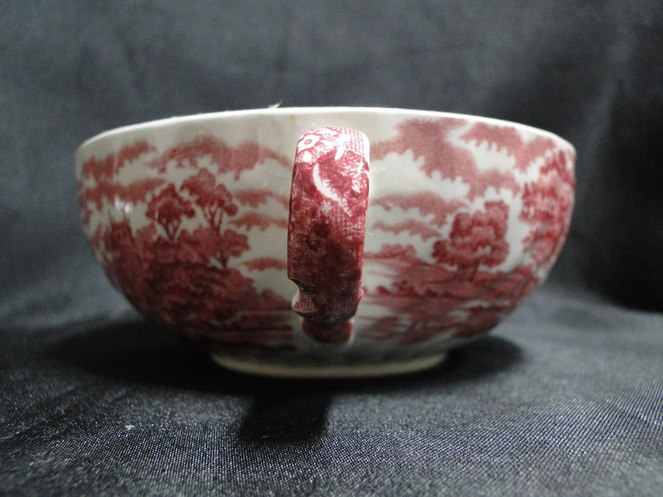 Wood & Sons English Scenery Pink, Scene, Swirled Rim: Cream Soup Bowl, Flaw