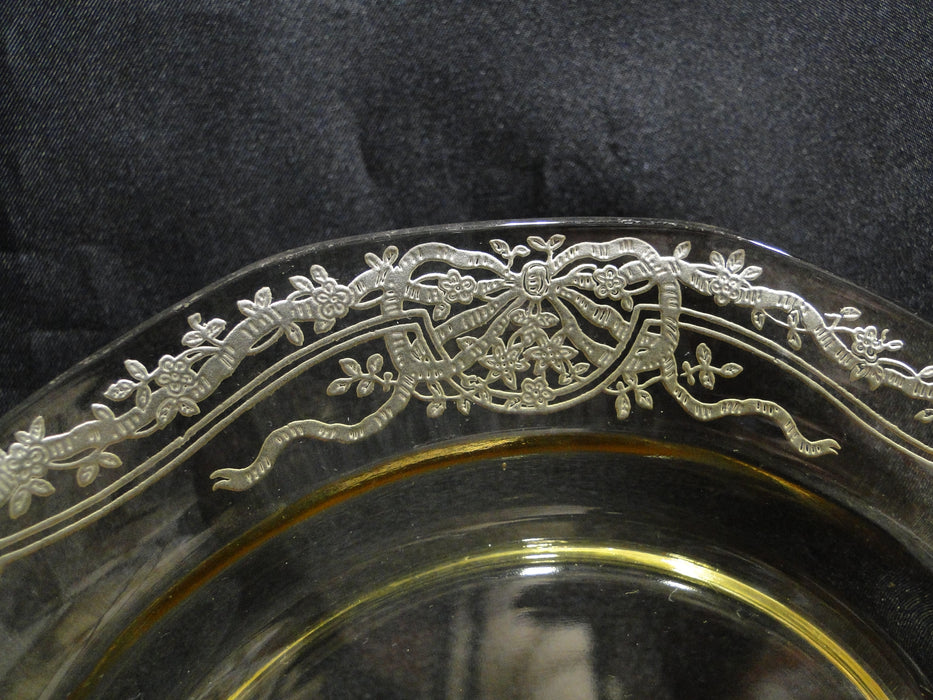 Fostoria June Topaz / Yellow, Ribbon & Bows: Salad Plate, 7 1/2"