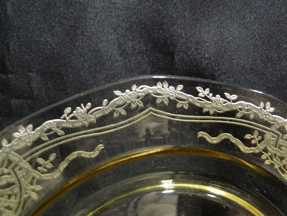 Fostoria June Topaz / Yellow, Ribbon & Bows: Salad Plate, 7 1/2"