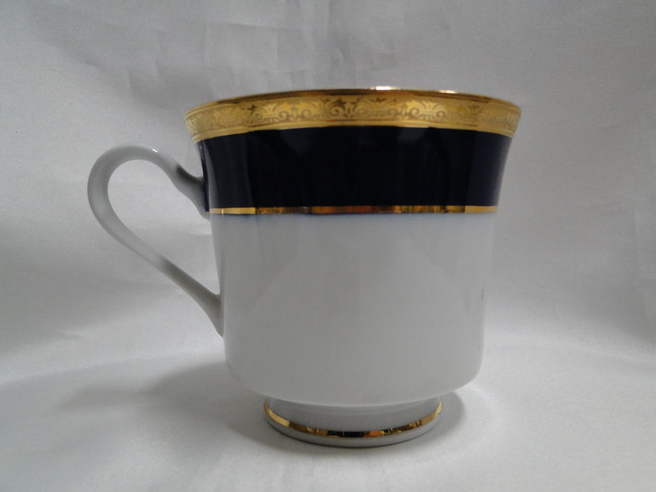 Horchow White w/ Cobalt Blue & Gold Bands: Cup & Saucer Set, 3 1/8"