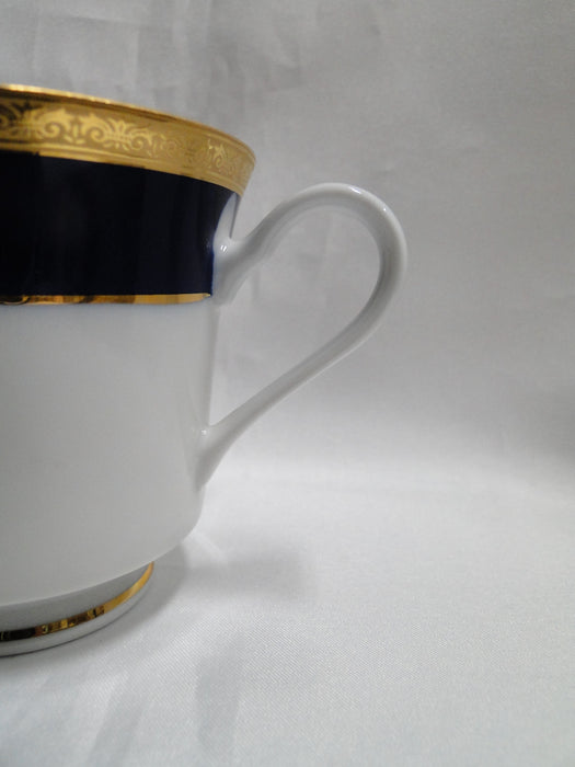 Horchow White w/ Cobalt Blue & Gold Bands: Cup & Saucer Set, 3 1/8"