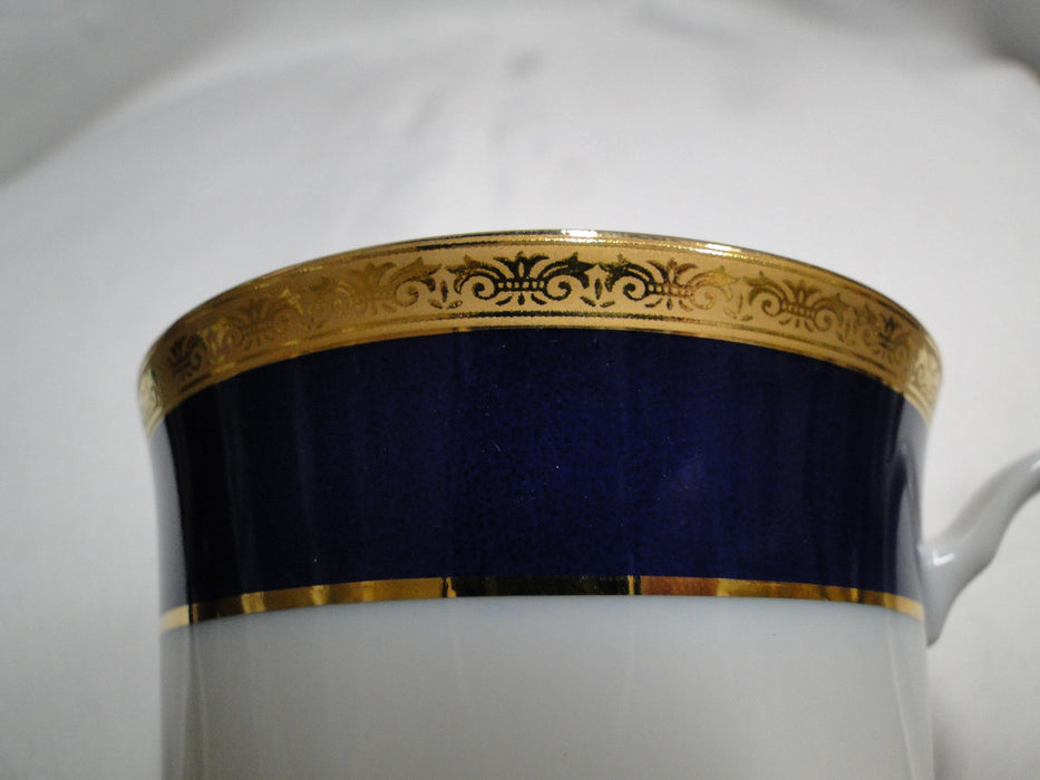 Horchow White w/ Cobalt Blue & Gold Bands: Cup & Saucer Set, 3 1/8"